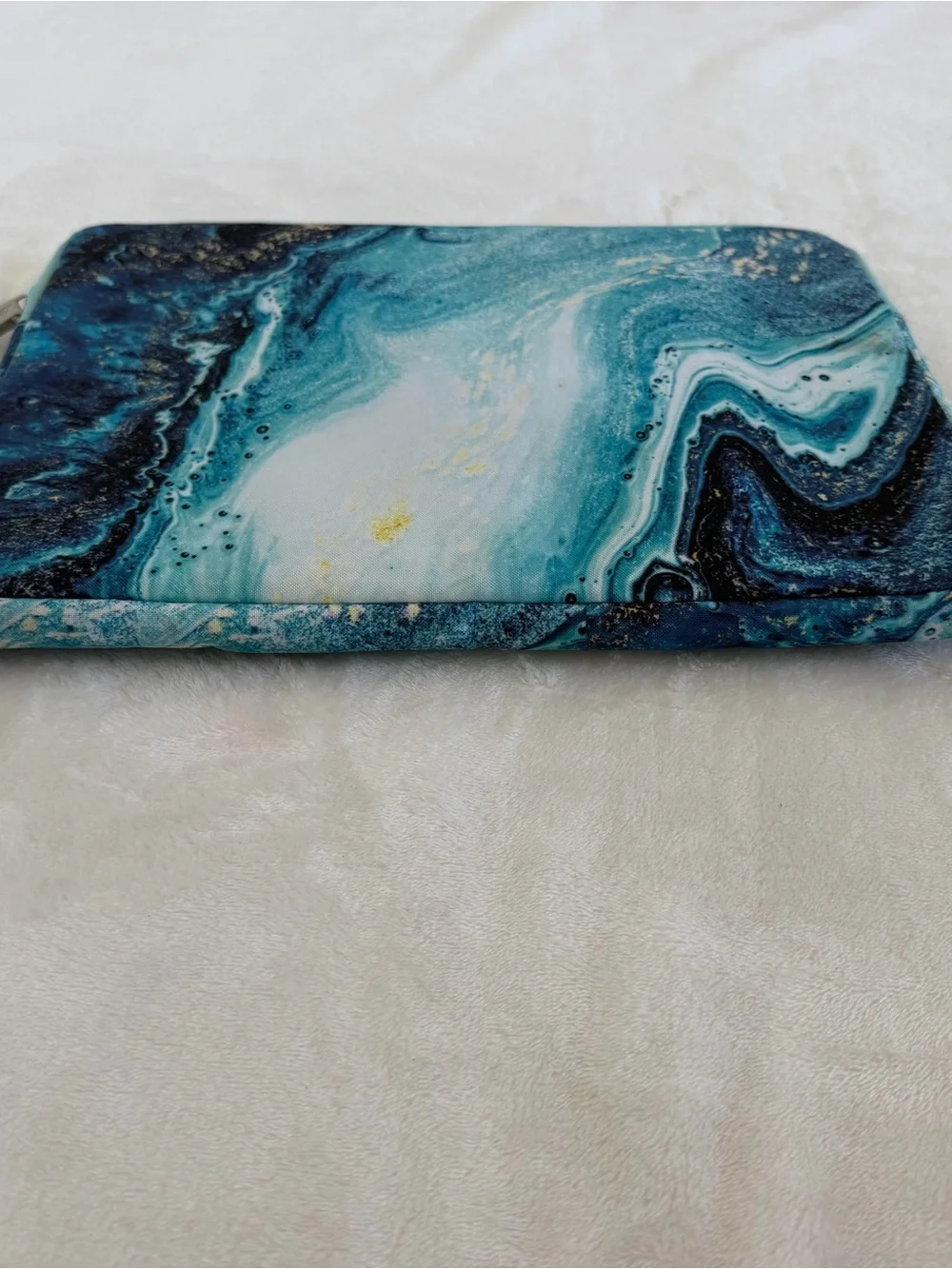 MOSISO Marbled Teal Padded Laptop Sleeve w/ Outside Zipper Pocket -New Condition